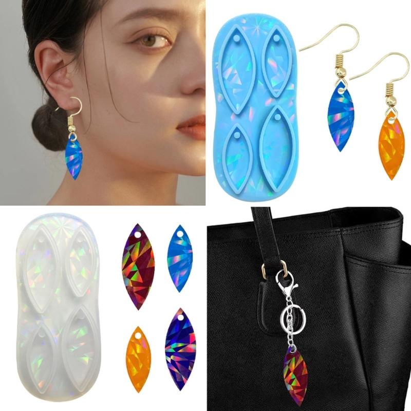 DIY-Schmuckgussformen, holografische Silikon-Anhänger-Harzform mit Loch zum Aufhängen, Wassertropfen-Harz-Ohrring-Form