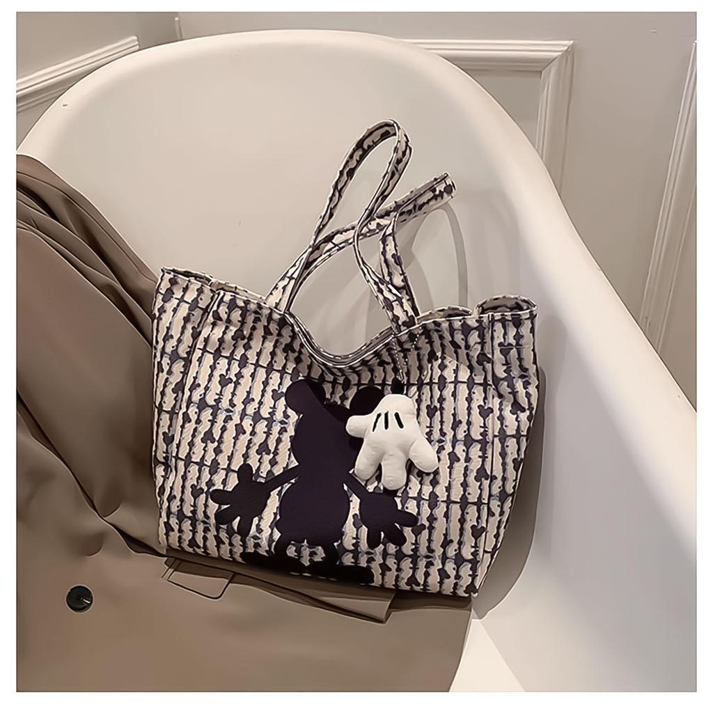 [hgTUP] Mickey und Minnie Maus Tragetasche, Canvas-Tragetasche, Großes Fassungsvermögen, Mickey Maus Umhängetasche, Canvas-Tragetasche, Minnie Maus Tragetasche mit Reißverschluss
