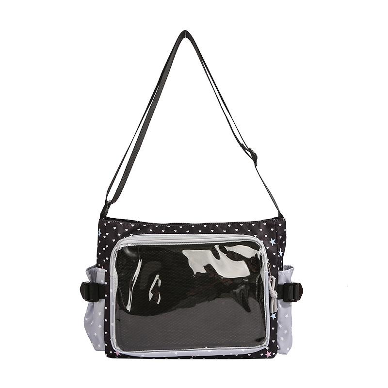 

New Japanese versatile transparent pain bag single shoulder class book two-dimensional bag women s large-capacity leisure pain bag