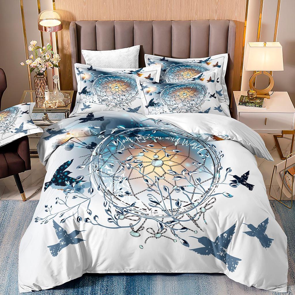 3D Digital Printing Abrasive Bedding Feather Three-Piece Set