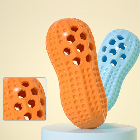 Dog Treat Dispenser Toy Squeaky Peanut Shape Dog Chew Toy Interactive Treat Dispensing Toy for Dogs Teeth Cleaning Mental Stimulation