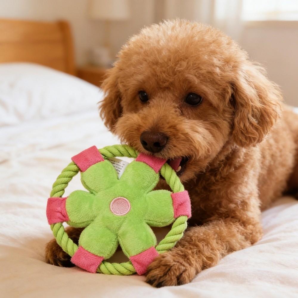 Squeaky Dog Flying Disc Cotton Rope Rope Dog Toy Teeth Grinding Dog Chew Toy Teeth Cleaning