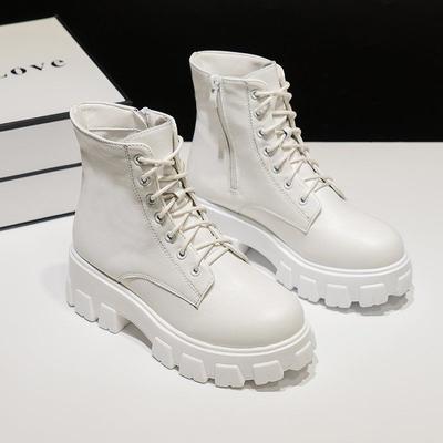Large Size Women's Shoes 41-43 Wide Fat Feet Fat Sister Martin Boots Women's British Style Platform Short Boots Locomotive Boots 40