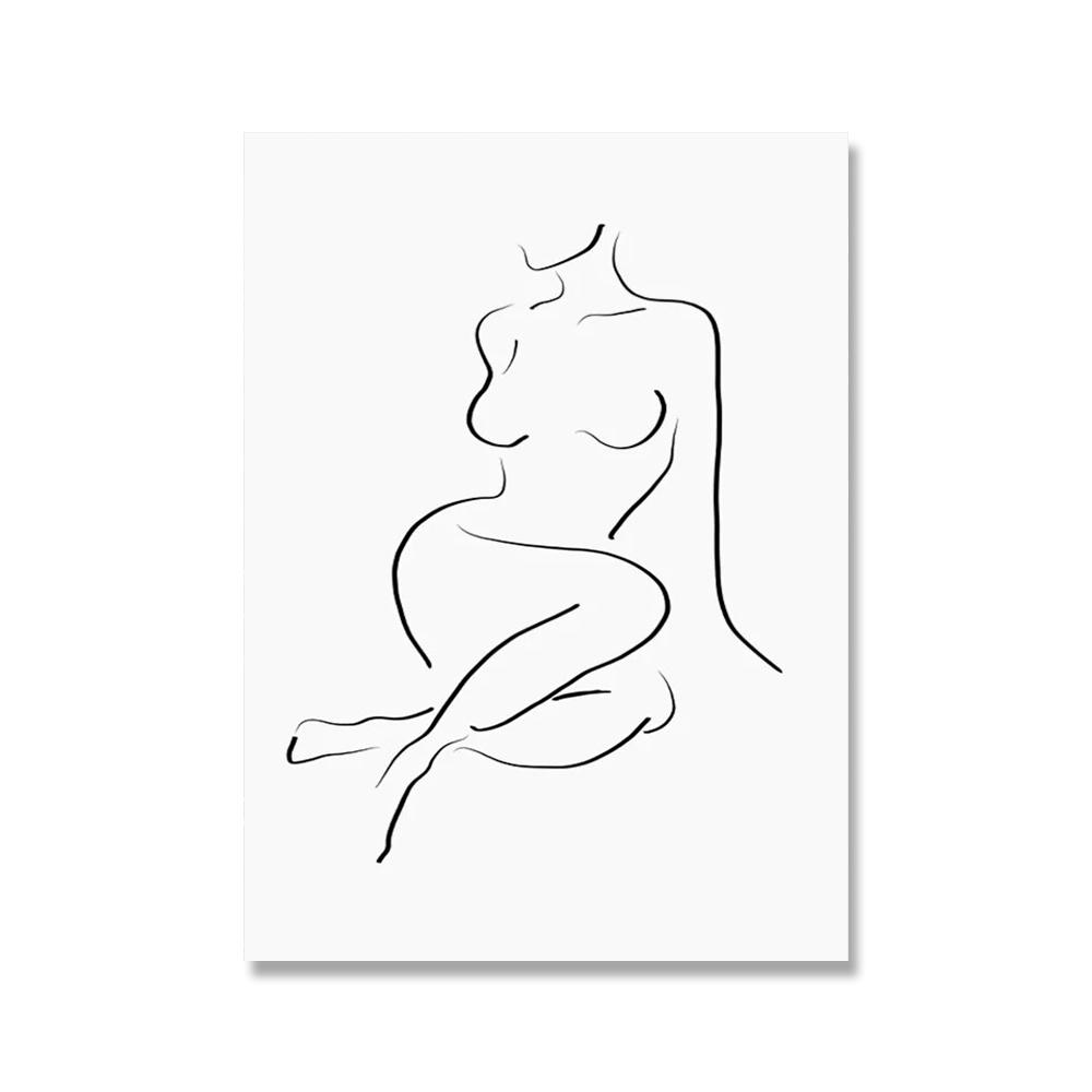 

Женский рисунок одной линии, художественная картина на холсте, абстрактная женская обнаженная фигура, постер, женское тело, минималистичный принт, скандинавский декор для дома 40x60cm No Framed