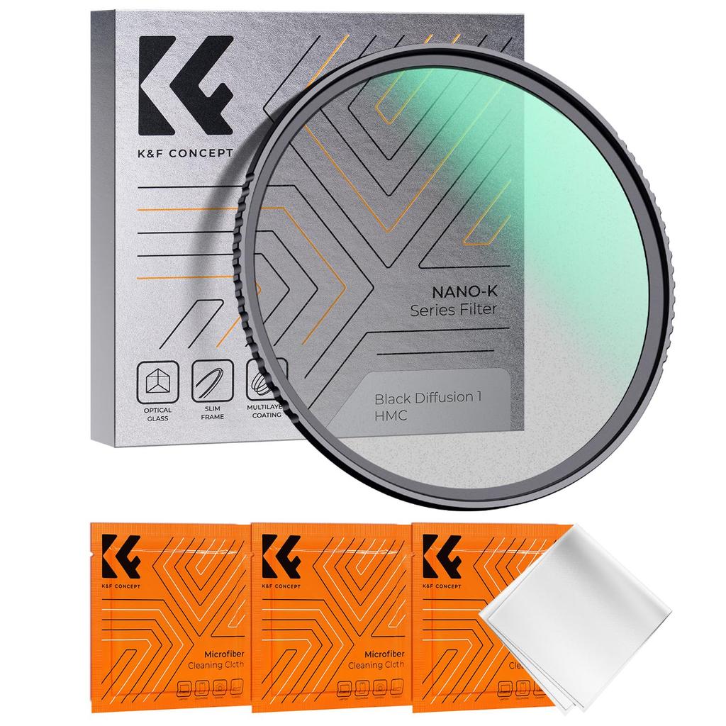 Concept 62mm Black Mist 1 Softening Contrast Softening Nano Aviation Thin Includes 3 Cleaning Cloths K&F Filter, Effect, Adjustment, Filter,