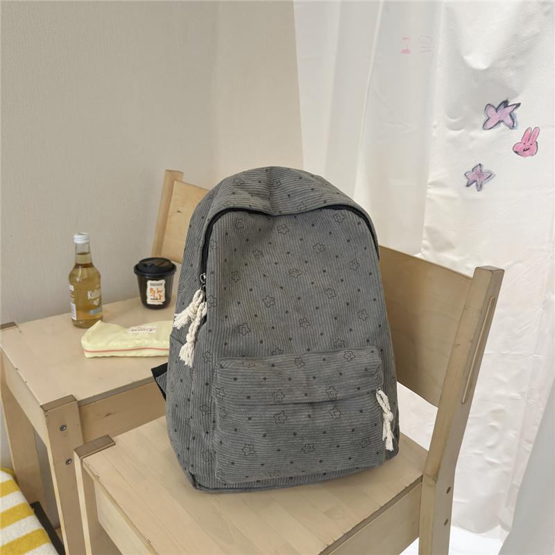 Women's Corduroy Student Schoolbag Printed Backpack