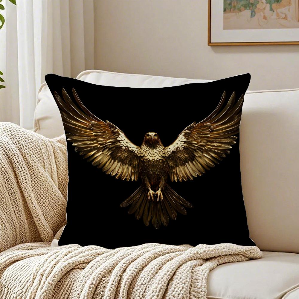B-Black Gold Eagle Lion Animal Cushion Cover Pillowcase Anti-Dustmite Living Room Sofa Decor Cushion Room