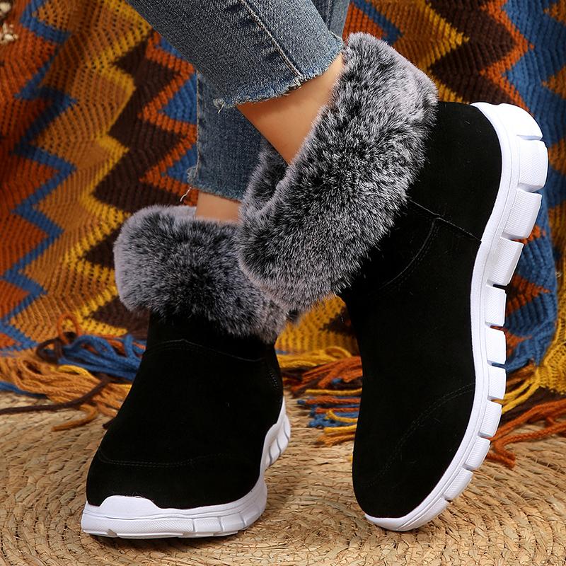 Fashion Fluffy Faux Fur Snow Boots for Women Winter Warm Thick Plush Cotton Padded Shoes Woman Comfort Slip On Flat Ankle Boots