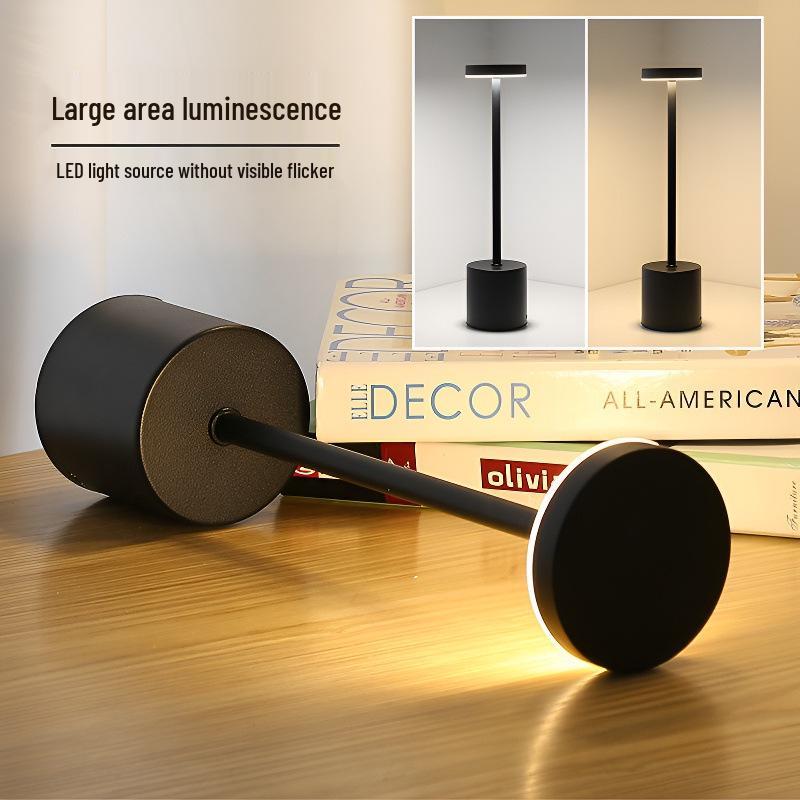 Minimalist I-shaped LED Table Lamp - Rechargeable Touch Metal Design for a Japanese Ambiance