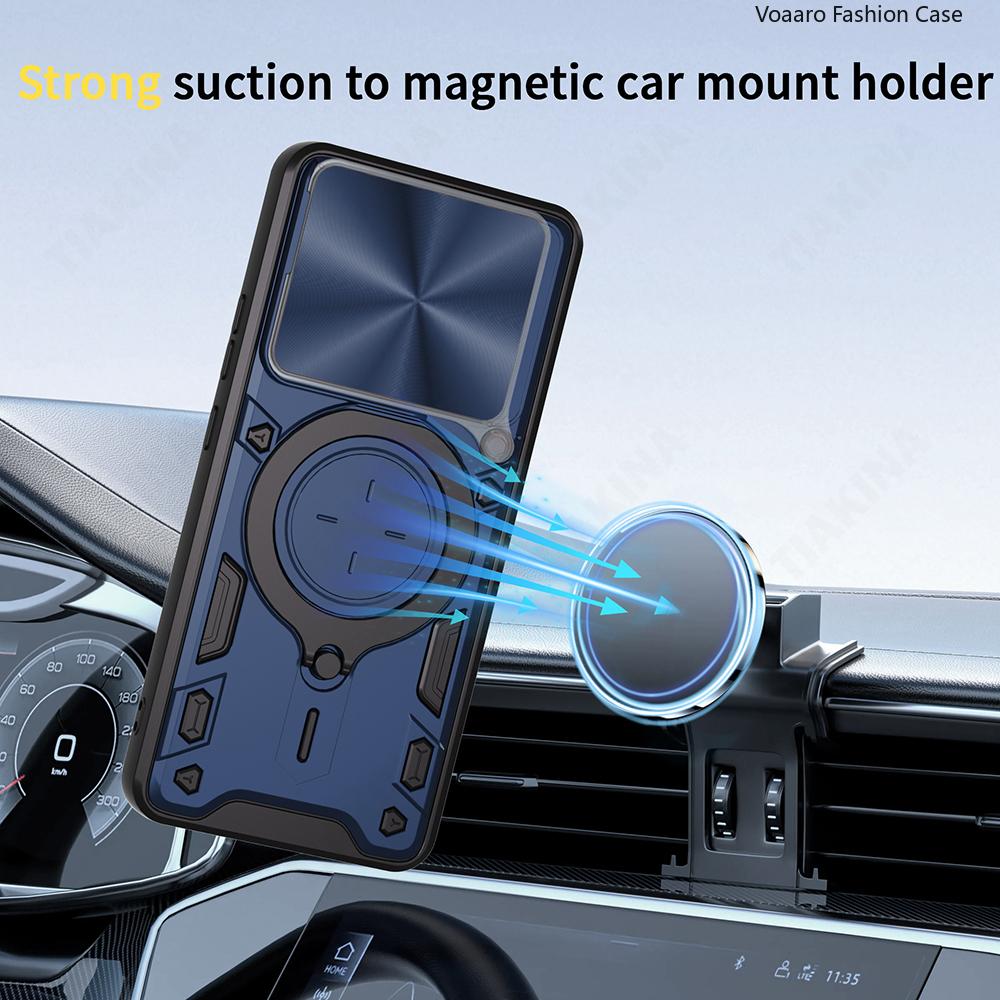 Slide Lens Armor Funda for Vivo Y39 5G Global Case for Vivo Y300i 5G China Case Magnetic Ring Stand Holder Protective Back Cover