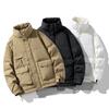 Mens Winter Hooded Puffer Jacket With White Duck Down 76-80% Fill Power 550 Loose Fit Long Length Casual Outdoor