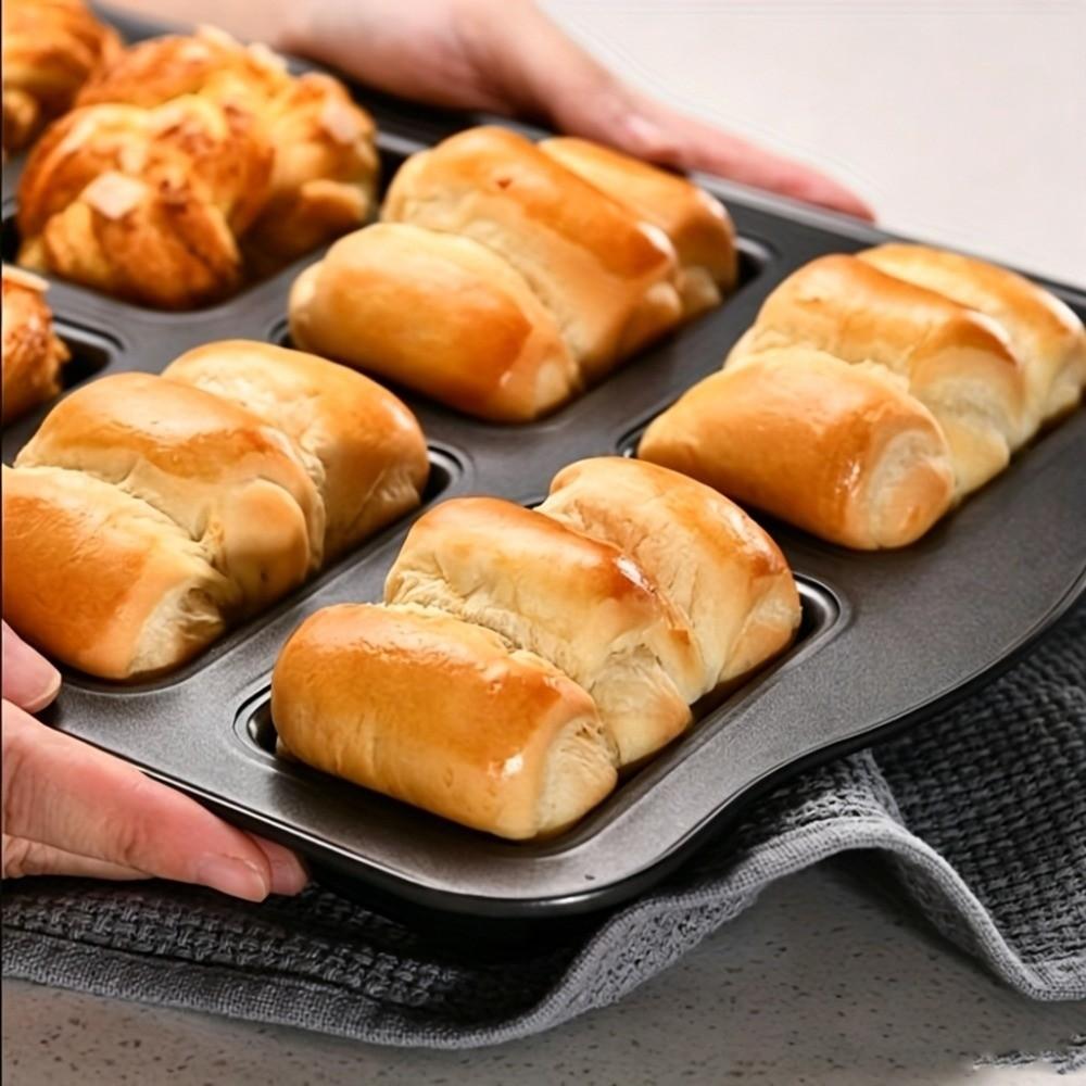 2 Pcks 8 Cavity Bread Loaf Baking Pan Nonstick Rectangular Bar Pan  for Oven Dishwasher