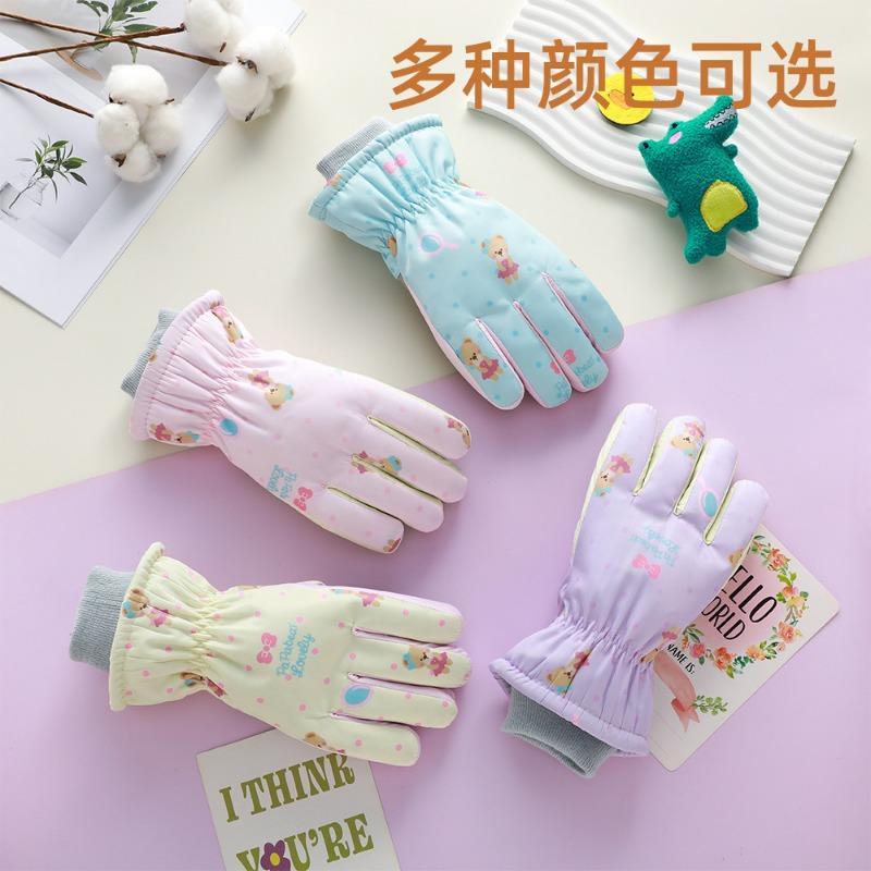 Children's Ski Gloves Winter Boys Season Cycling Girls Outdoor Fleece Thickened Water-proof Windproof Cold-resistant Gloves