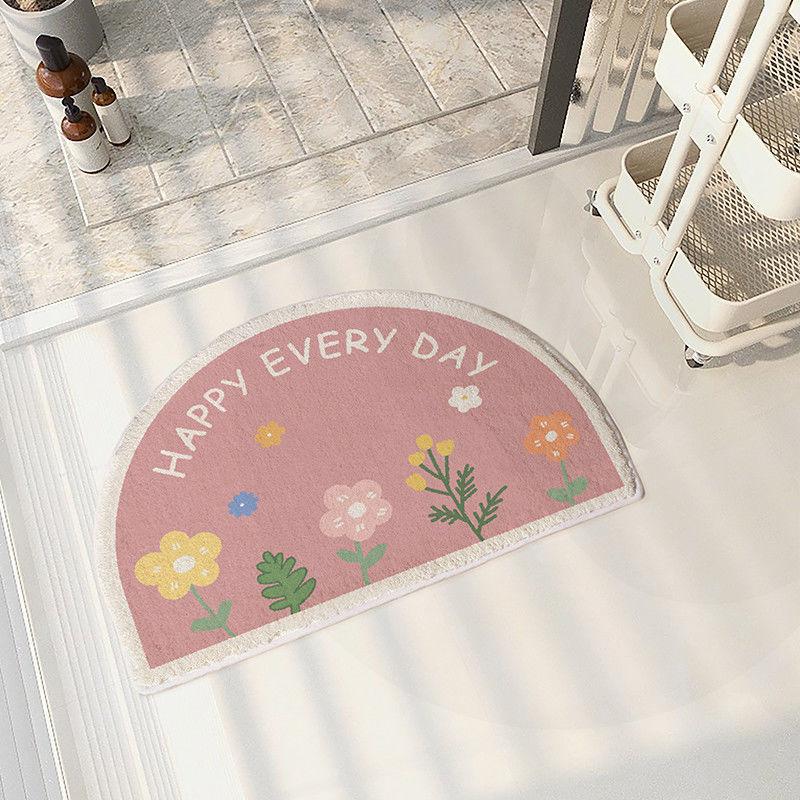 Ins Simple Semicircle Absorbent Bathroom Floor Mat Thickened Non-slip Carpet Toilet Washroom Toilet Door Mat