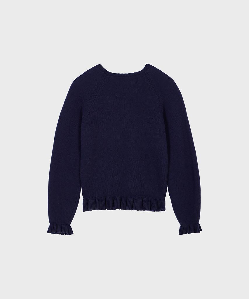 Alkialka V-Neck Frill Knit (Navy)