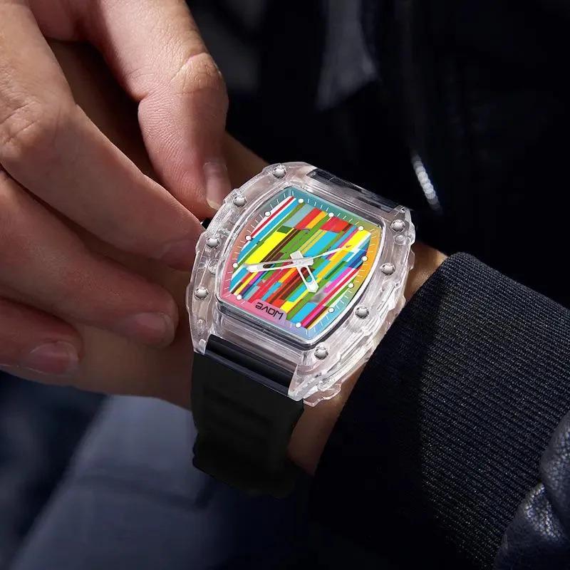 Watch Men High Beauty Sports Fully Automatic Quartz Watch Hollow Graffiti Luminous Calendar Waterproof Male Watches