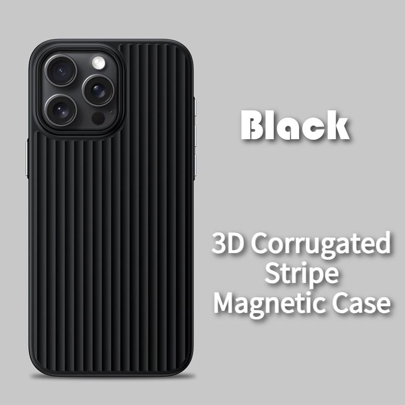 Original 3D Corrugated Texture Luggage Magnetic Cover for IPhone Air 17 16 15 14 13 12 Pro Max for Magsafe Wireless Charge Funda
