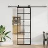 VidaXL Sliding Door Hardware Kit Black 76x205 Cm ESG Glass, Interior Door, Interior Barn Door, Door 3375930