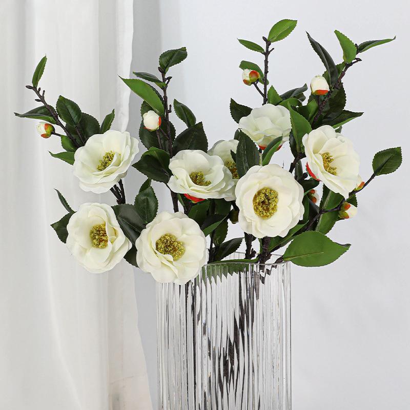 58Cm High Quality Artificial Camellia Camellia Silk Fake Flower Flower For Diy Home Garden Wedding Living Room Office Decoration