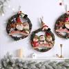 Festival Flannel Holiday Wreath Feature Santa Snowman And Reindeer Indoor Outdoors Christmas Decorations For Family Activities