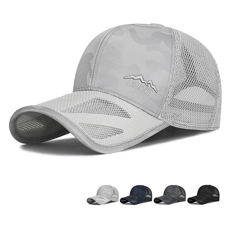 

Summer Men Breathable Camouflage Half Net Baseball Cap Outdoor Adjustable Sun Cap темно-синього кольору