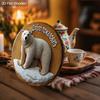 2D flat wooden hanging decorative signs, home wall or door decoration, garden decoration, the pattern is a polar bear, housewarming gift for friends