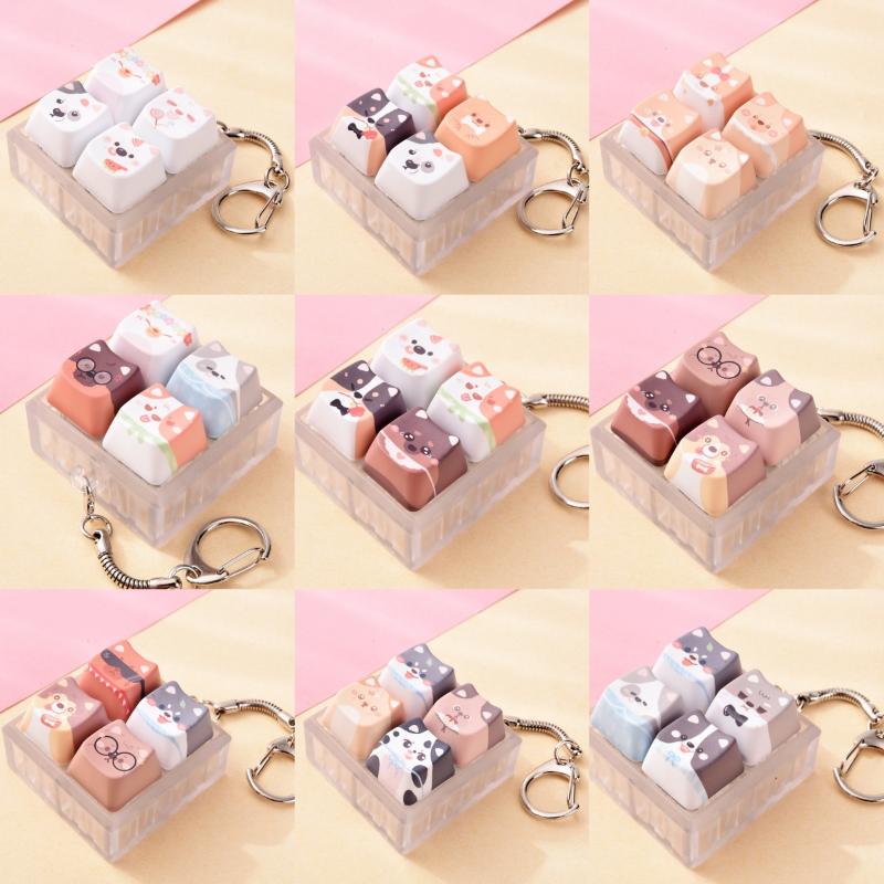 Cute Dog Squeeze Keychain Creative Stress Relief Fidget Pendant Mini Sensory Toy for Handbags Kids Party Gifts