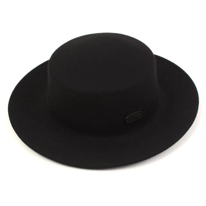 Yunibeosyeolkemiseuteuli Flat Bk Metal Wool Bk Fedora