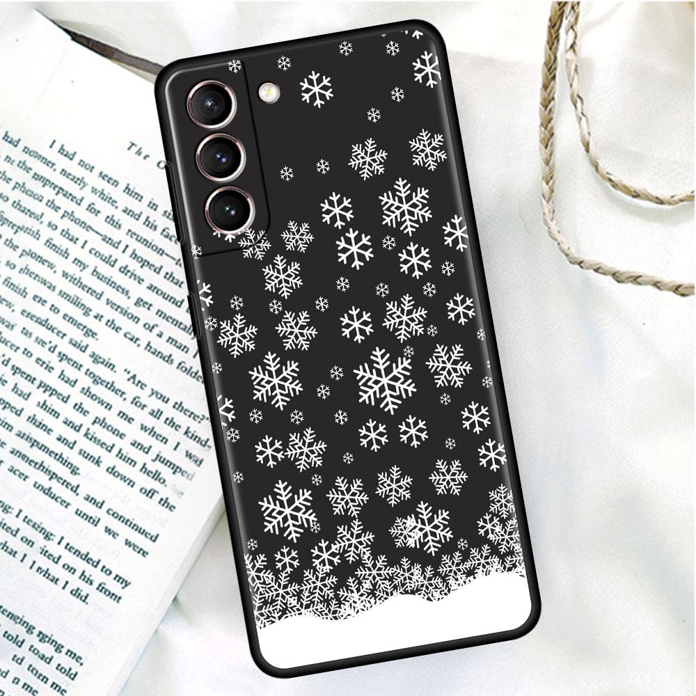Phone Black Soft Case For Samsung Galaxy S22 S21 S20 Ultra FE S9 S8 S10 Plus Note 20 10 9 Fundas Cover Merry Christmas In Winter
