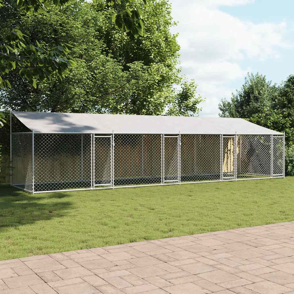 Vidaxl Klatka Dla Psa, Z Dachem I Drzwiami, Szara, 8X2X2 M, Stal