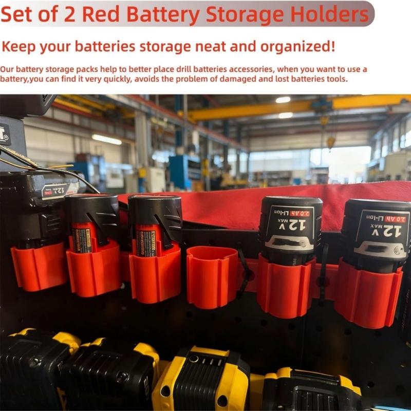 Durability Tool and Battery Holder Wall Mount Organizers with Screws for 12V Tool Batteries Easy Workshop Installation