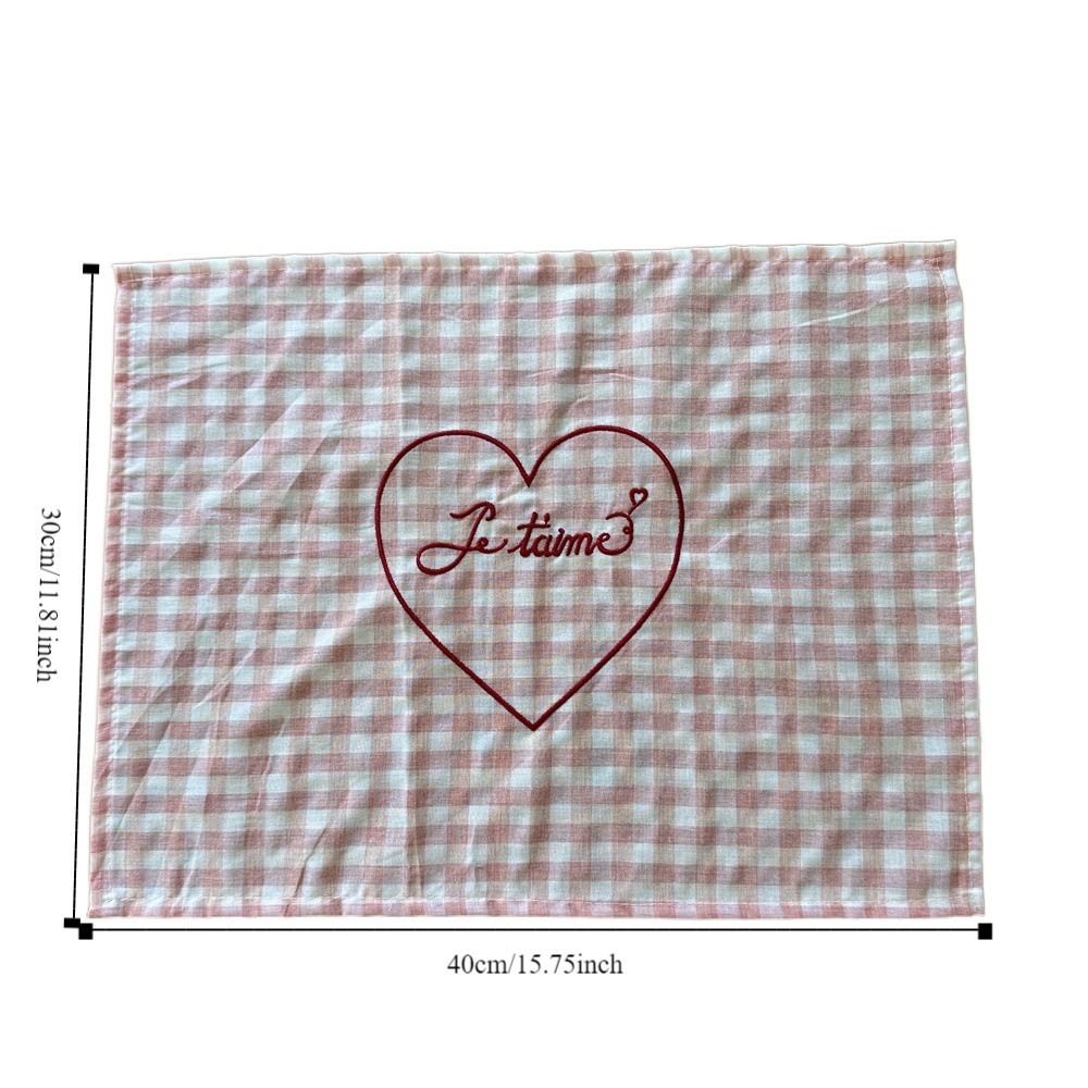 Square Checkered Tablecloth Elegant Table Mat Home Decoration Heart Embroidered Placemats  Kitchen