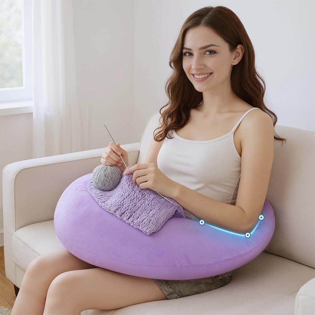 Ergonomic Gaming Pillow, Velvet U-Shaped Lap Cushion with Memory Foam for Long Sessions, Arm Support Reading Pillows for Bed & Sofa