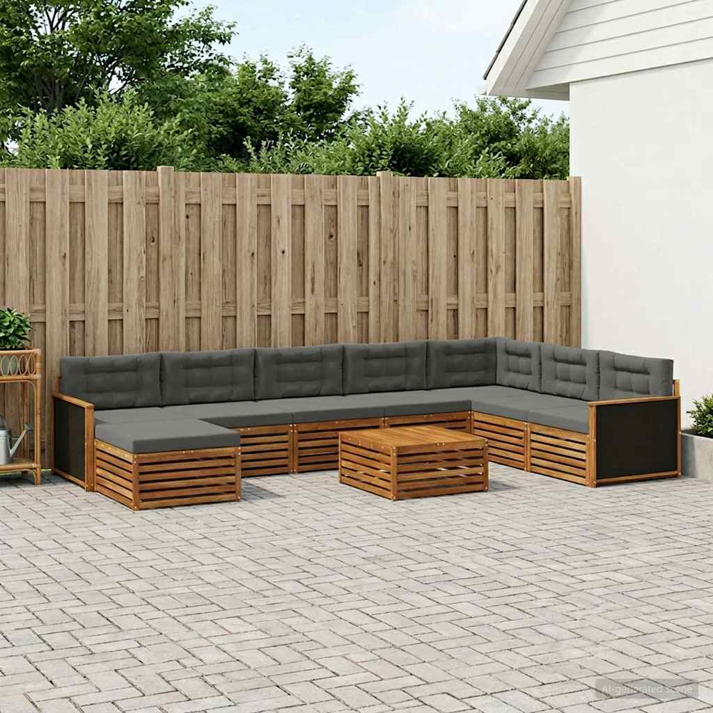 Outdoor Sofa Set with Cushions 9 pcs Natural and Anthracite