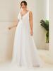 Ever-Pretty Plus Size Women's Empire Waist Sleeveless Double V-Neck Lace Sheer A-Line Tulle Wedding Dresses