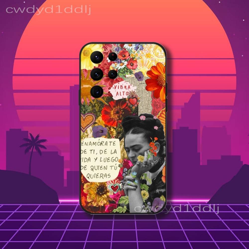 Fashion F-FridaS-S Art K-Kahlo Phone Case For Samsung S10,S21,FE,S21 ,S26,S25,S24,S23,Ultra,S9,S22,Plus Black Shell Cover