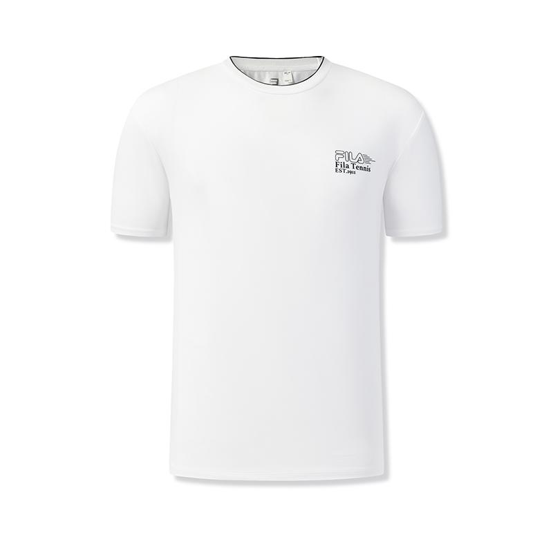 FILA Tennis Fashion Classic Minimalist Retro Sports Casual Versatile Comfortable Short Sleeve T-Shirt Men tops Jade-White A11M613102FWT