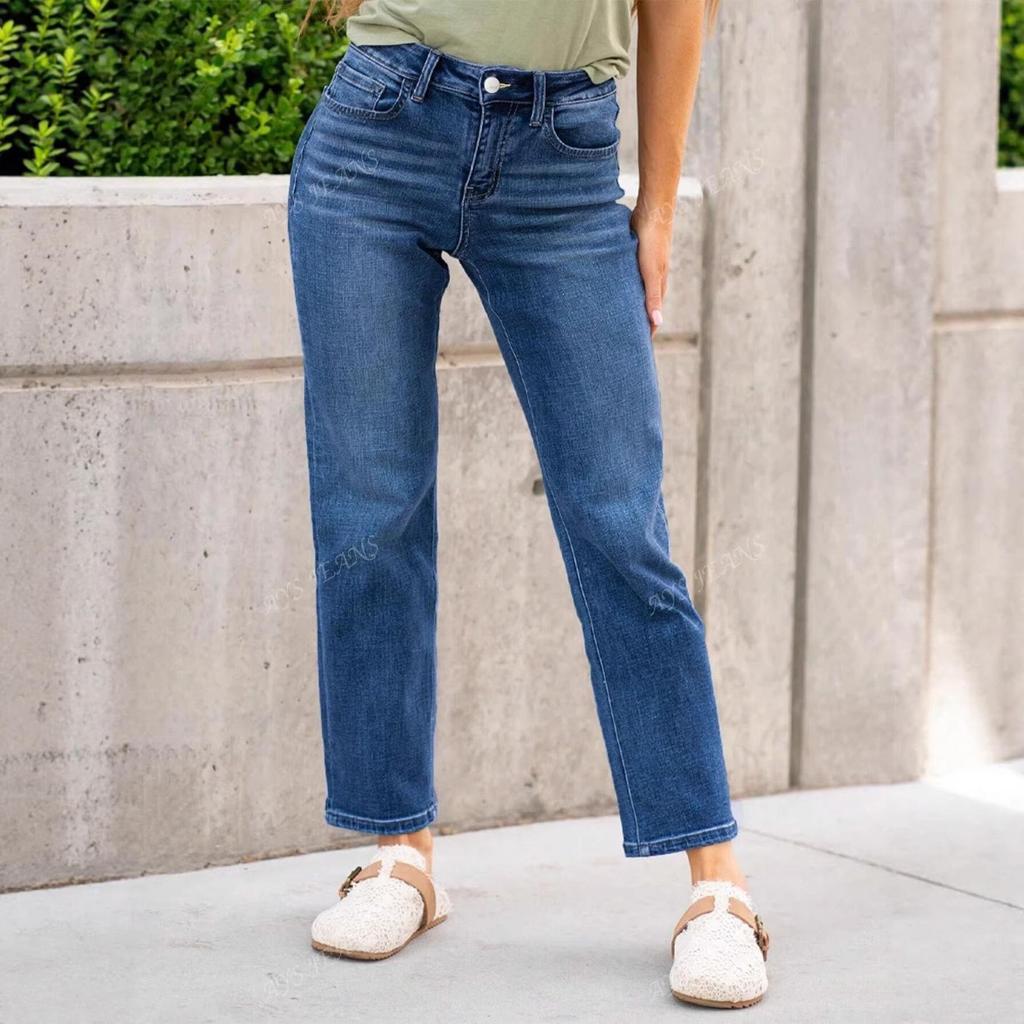 Moda Feminina Europeia e Americana Tendência Verão 2026 Calça Jeans Reta
