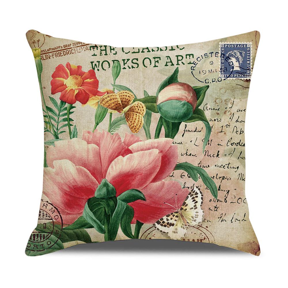 New Home Soft Furnishings Retro Butterfly Newspaper Linen Sofa Office Pillow Cover Cushion Cover