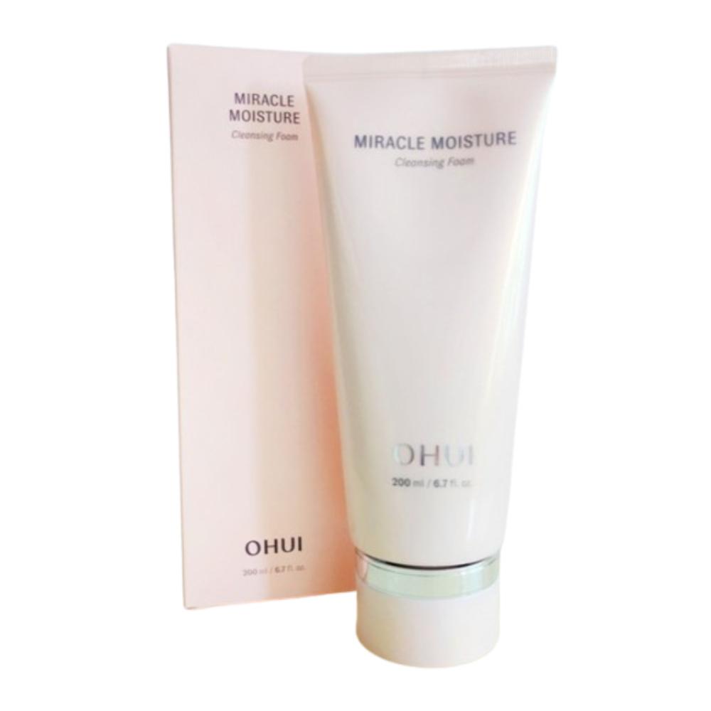 Ohui Miracle Moisture Reinigungsschaum 200ml – Sanfter feuchtigkeitsspendender Gesichtsreiniger für empfindliche Haut, weicher cremiger Schaum mit Pink Barrier Complex