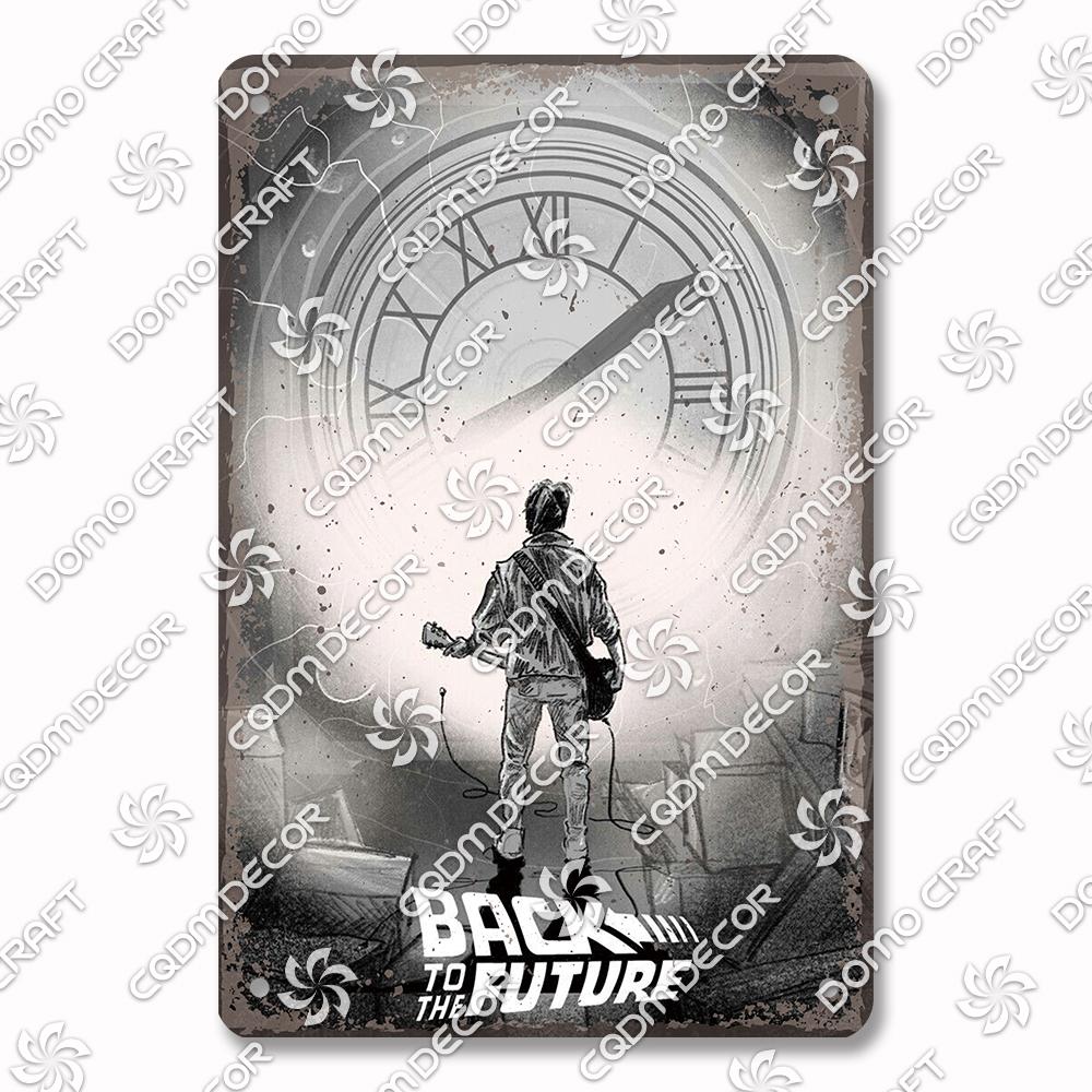 Classic Science Fiction Film Metal Tin Sign, Back to the Future Movie Poster Metal Plates, Cinema Club Cafe Bar Home Wall Decor
