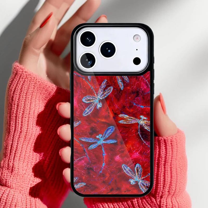 Dragonfly Insect Pattern Phone Case for iPhone 17 16 15 14 13 Pro Max Back Cover for 12 11 Pro Coque