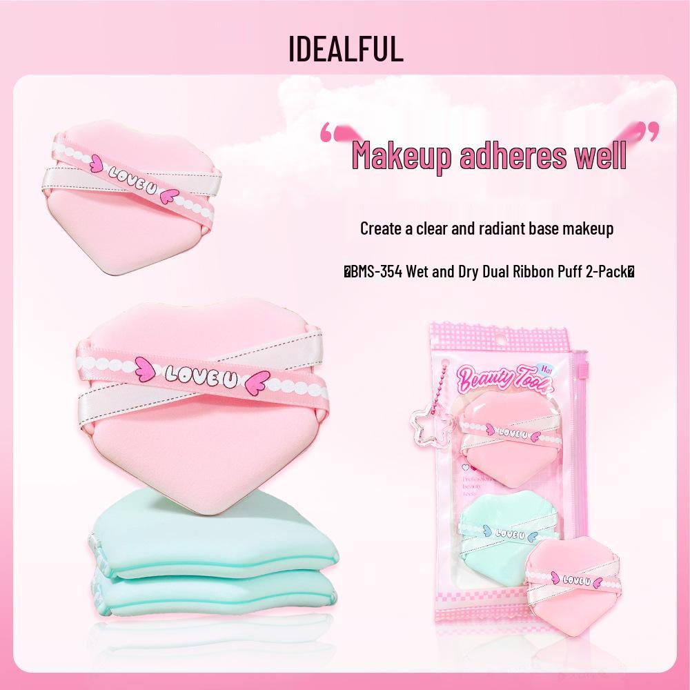 

New Double Ribbon Makeup Puff: Wet & Dry Use, Exquisite for Girls