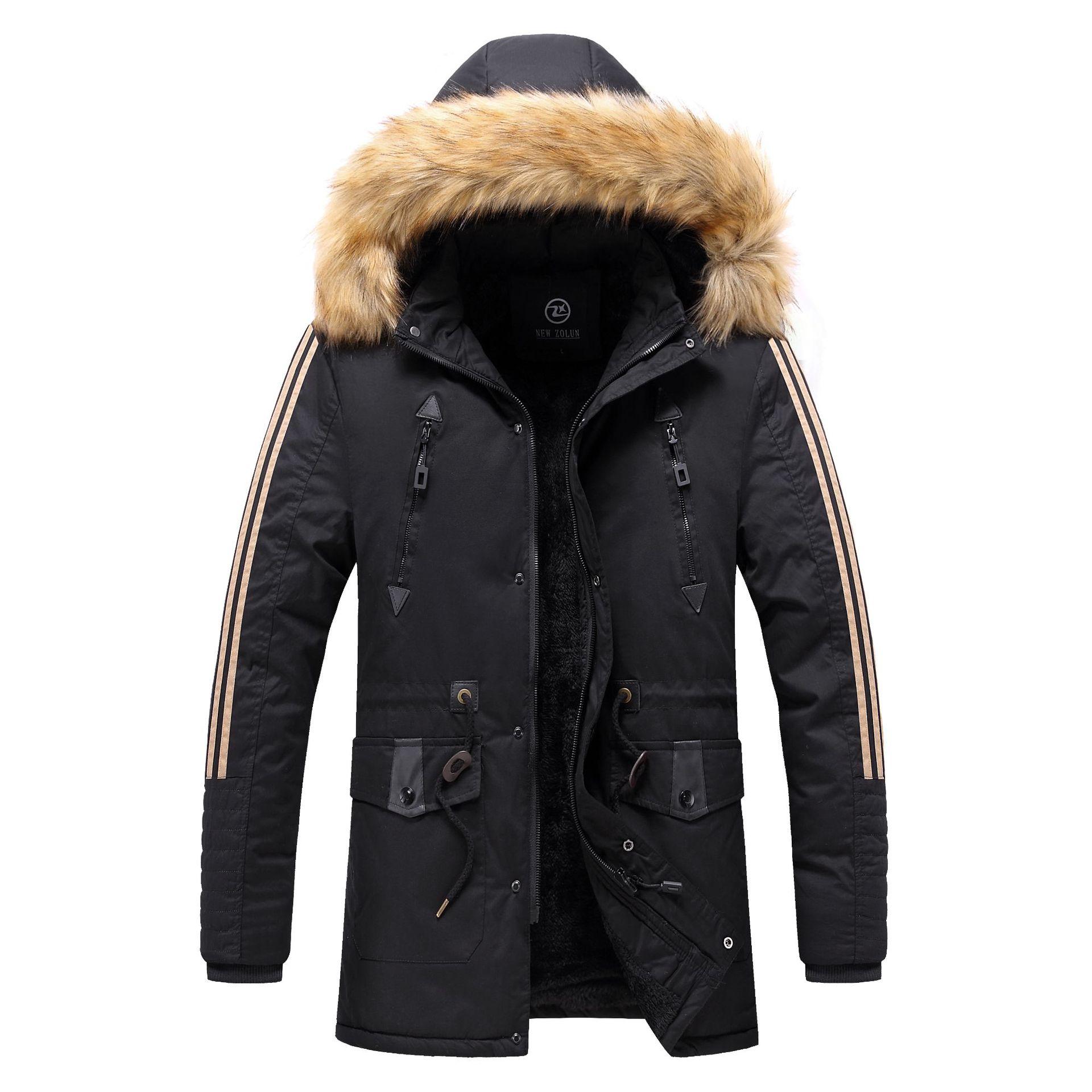 

Мужская зимняя однотонная куртка с хлопковой подкладкой, простая повседневная, средней и длинной длины, модная мужская куртка с капюшоном и хлопковой подкладкой для мужчин XXXL чёрный