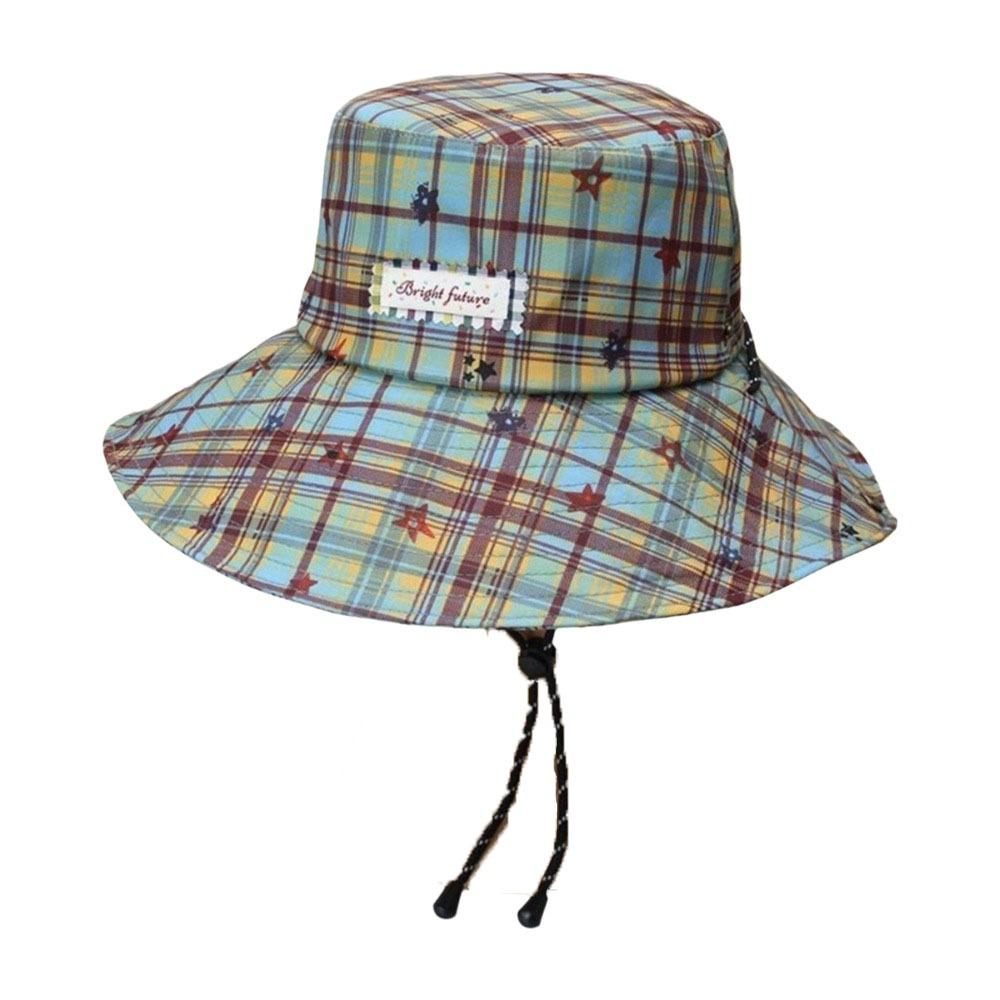 Sun Protection Plaid Fisherman Hat Wide Brim Sunscreen Bucket Hat Casual Women Sun Hat  Travel