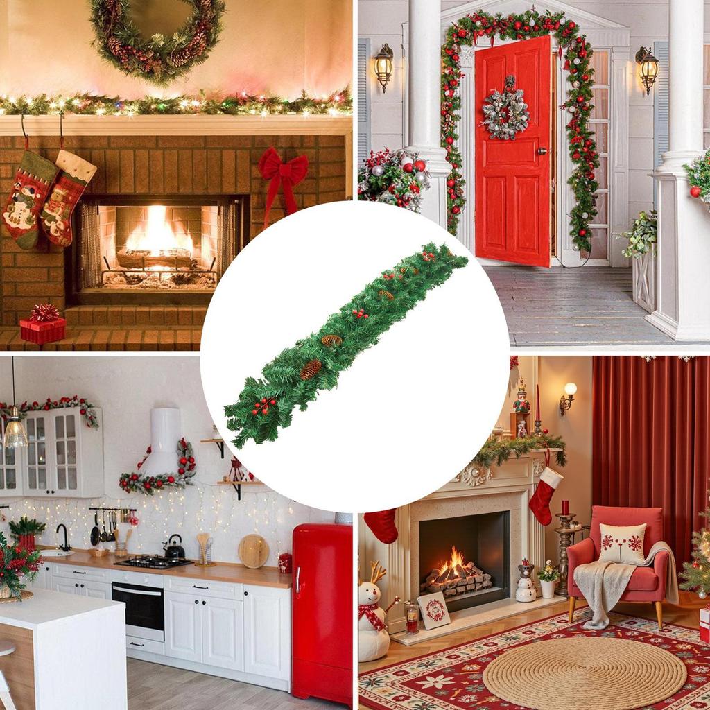 Garlands For Decoration Christmas 9 Feet Wedding Garland Decor Artificial Vine Wreath With Red Berries And Pine Cones Realistic
