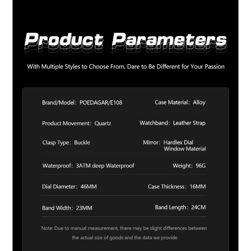 POEDAGAR Men Wristwatch Week Date Digital LED Quartz Fashion Clock Alarm Dual Time Display Electronic Luminous Watches