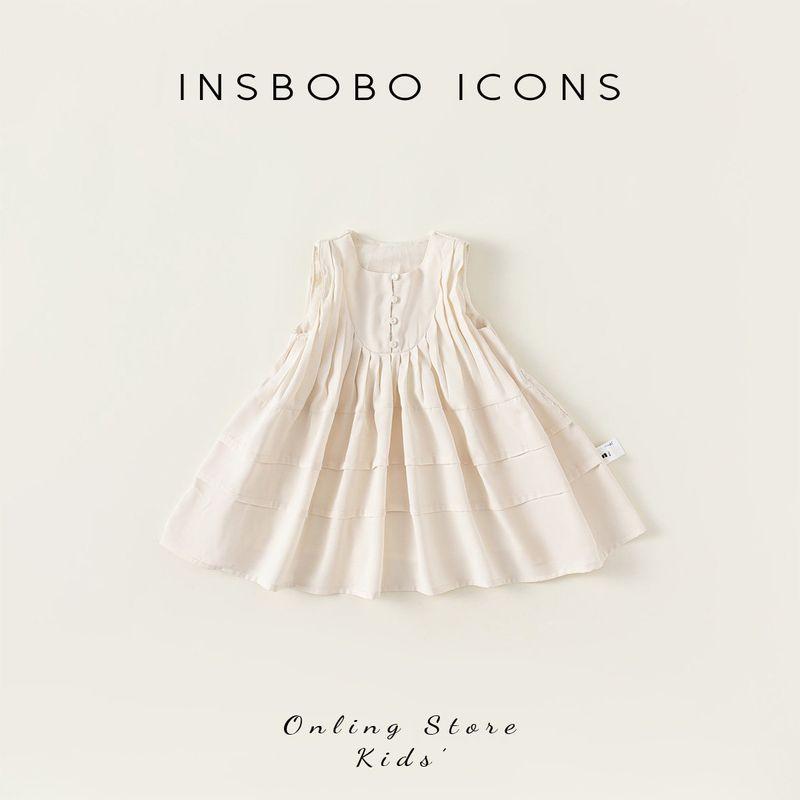 Insbobo Girls  Dress Vest Dress Children s Dress Girls Summer 2026 New Style Girls  Dress Children s Clothing for Girls Rice White 80