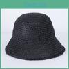 Female Summer Season Hat Top Quality Straw Weaving Black Ins Style Foldable Fisherman Cap