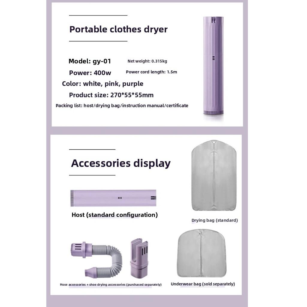 Mini Portable Timing Clothes Drying Hanger Household Travel Garment Dryer Small Clothes Dryer for Dorm Home